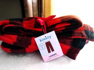 NEW Ladie's Large Fleece Red Plaid Print Sleep Pants FAST SHIPPING - Picture 1 of 3