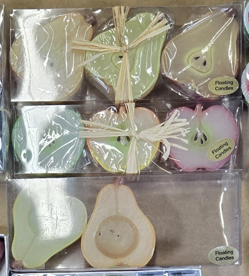 Floating Candles Sets of 4, 6, 8, 9, or 12 Pears Stars Hearts Moose Grapes NIB - Image 1 of 1
