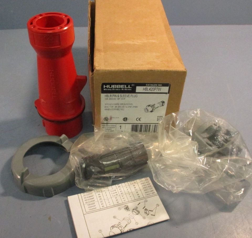 Hubbell IEC Pin & Sleeve Plug 20A 480VAC 3 Pole, 10HP IP67 - Image 1 of 4