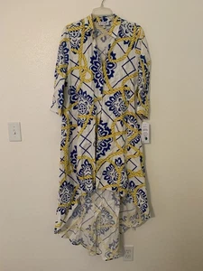 everlily dress Part Linen Size Large Blue Yellow White - Picture 1 of 7