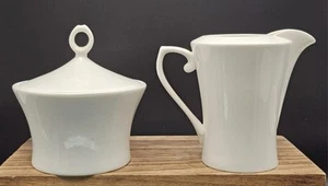 Mikasa Sugar & Creamer Set Ultima + HK 6000 Satin White Fine China - Picture 1 of 13