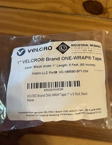 VELCRO Brand Reusable ONE-WRAP Hook & Loop Dbl Sided Tape, 1" x 5ft Roll, Black - Picture 1 of 3