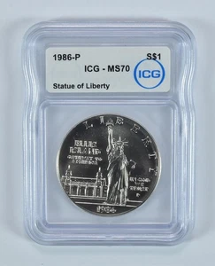 1986-P Statue Of Liberty Commemorative Silver Dollar MS70 ICG *6586 - Picture 1 of 5