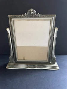Art Deco Style Silver Painted Wooden Swinging Tilt Tabletop Frame Glass 12.5” - Picture 1 of 16