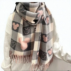 Mickey Mouse Silhouette stilvolles vielseitiges Tuch Schal Damen Winterkleidung rosa - Bild 1 von 11