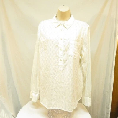 NUEVO CON ETIQUETAS Camisa Merona Para Mujer Blanca Texturizada Pullover Manga Larga Informal Top XL Foto 1 de 3