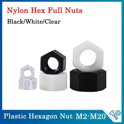 Kunststoff Sechskantmuttern Mutter M2 M2,5 M3 M4 M5 M6 M8 M10 M12 M14-M20 Nylon - Bild 1 von 4