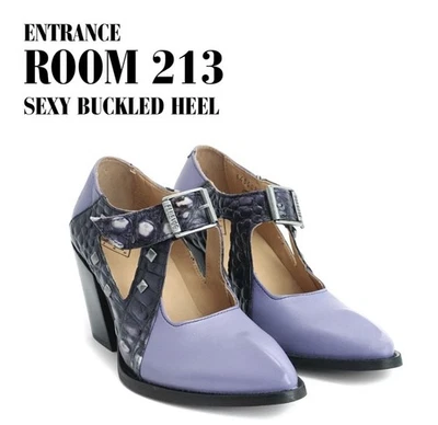 John Fluevog Entrance Room 213 Pumps Heels Leather Blue Dragon blue-purple 7 - Image 1 of 4