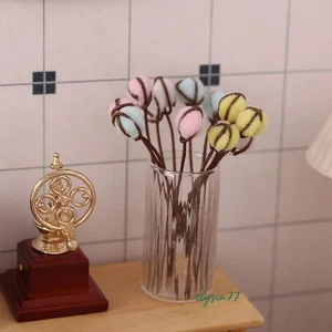 Arreglo de flores de algodón miniatura vintage hecho a mano a escala 1:12 de 12 piezas - Imagen 1 de 15