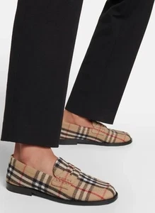 BURBERRY AUTHENTIC WOMENS WOOL/LEATHER LOAFERS - Picture 1 of 10