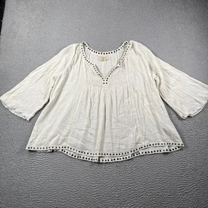 Denim & Supply Ralph Lauren Top Womens L Gauze Metal Eyelets Boho Peasant - Picture 1 of 14
