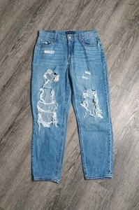 Aeropostale Jeans Damen 8 Mom Jeans High Rise Blau Denim Distressed Stretch - Bild 1 von 7