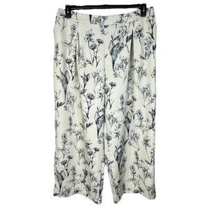 Cider 2X-Large Wide Leg Pants Floral Pockets Pleated Elastic Waist Cream Black - Picture 1 of 7