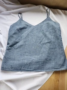 J. Crew Women Size 10 Chambray Denim Camisole Tank Adjustable Straps Lined - Picture 1 of 9