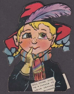Chance to Wear Orange Blossoms mechanical Whitney Made Valentine card 1900s - Picture 1 of 1