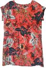 NEXT SIZE 16 CORAL FLORAL TUNIC DRESS FULLY LINED CAP SLEEVE WORN ONCE FREE P&P