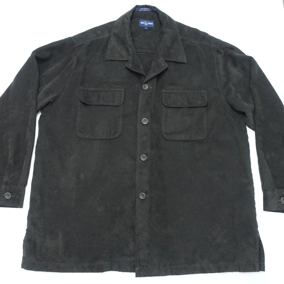 Camisa Alan River Para Hombre L Negra Poliéster Manga Larga Cuello Resort Abotonada Foto 1 de 4