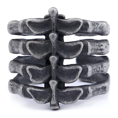 Punk Hip Hop Men's Ring Stainless Steel Rings Gift Black Bone Shape 7-11 - Image 1 of 4