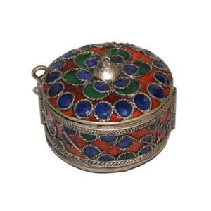 Boîte ancienne / bracelet ethnique berbère en métal argenté - Picture 1 of 12