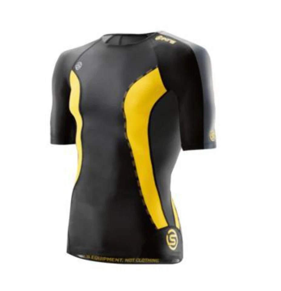 SALE | SKINS DNAMIC MENS COMPRESSION SHORT SLEEVE TOP - BLACK / CITRON - Image 1 of 1