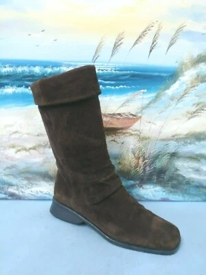 Markon women's soft suede boots size 7.5 M mid calf "simone" brown   C1152 - Image 1 of 4