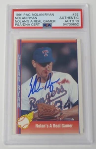 Nolan Ryan HOF Signed Autograph 1991 Pacific Bloody Lip Card # 92 PSA 10 Auto - Picture 1 of 6
