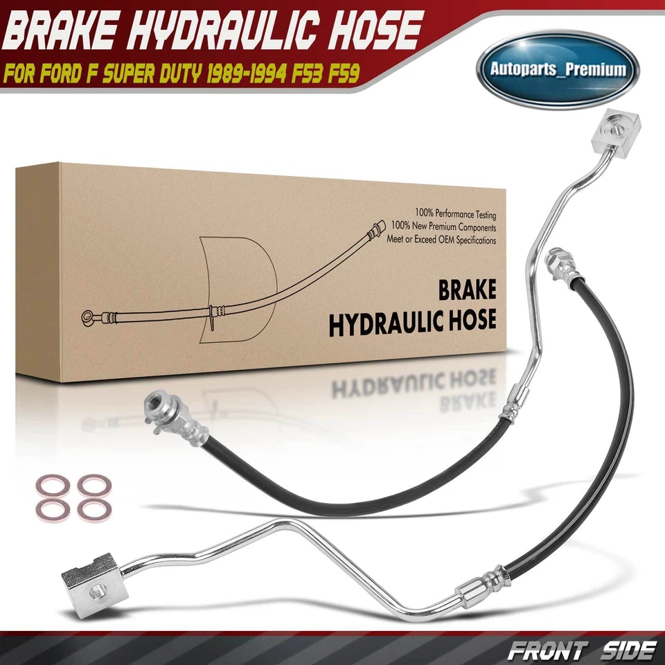 2x Manguera hidráulica de freno delantero para Ford F Super Duty 1989-1994 F53 F59 89-94 Foto 1 de 4