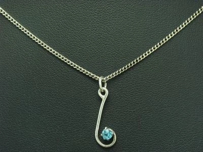 835 Argento Collana Pendente Con Pietra di Vetro Ricoperto / Vero Argento/47 - Immagine 1 di 3