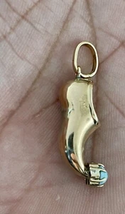 18KT Yellow Gold Turquoise Shoe Pendant (S56) - Picture 1 of 7