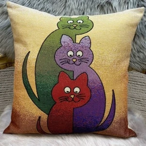 Pretty Cats Cushion Case,Gobelin Tapestry Cushion Cover,Handmade Design Pillow - Picture 1 of 7