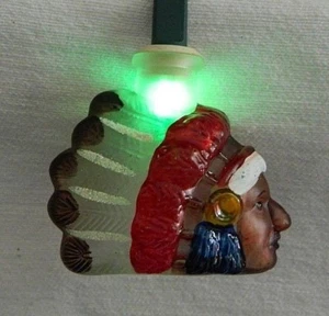 VINTAGE-NEW 2001 Old World Christmas Brave Chief Face Glass Light Cover Taiwan - Bild 1 von 9