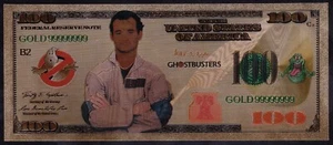 Ghostbusters Peter Venkman United States USA $100 Gold Foil Plastic Banknote - Picture 1 of 3