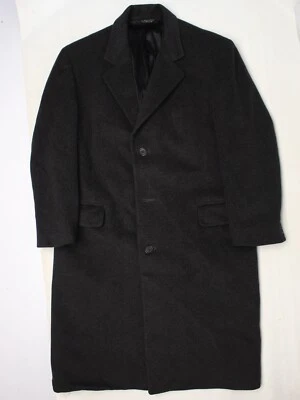 VTG Saks Fifth Avenue Cashmere Overcoat Mens 42 Charcoal Dark Gray Coat USA  - Image 1 of 4