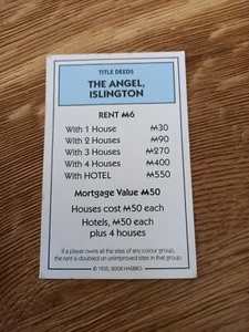 Monopoly 2008 Ersatzteile Blue Property Deeds The Angel of Islington - Bild 1 von 2