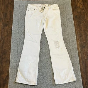 New American Eagle Jeans Womens 6 White Skinny Flare Distressed Denim Stretch - Picture 1 of 14