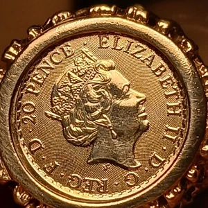 2020 1/10 BRITANNIA COIN RING (moneta .999 anello .925 argento) - Foto 1 di 7