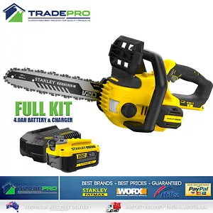 Stanley® Fatmax Chainsaw 18V Kit with PRO 4.0AH Battery 30cm Chain Saw Bar Tree - Picture 1 of 8