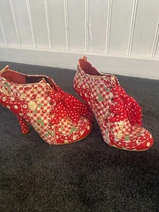 Irregular Choice, Lindos Zapatos Botines con Cordones Rojos Estampados, Talla 36 Reino Unido 3 - Imagen 1 de 8