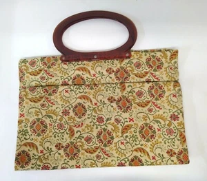 De Colección Bolso de Tapiz Bolso de Mano Dorado Estampado Floral Mango Lucite "Orgullo de Dama" - Imagen 1 de 7