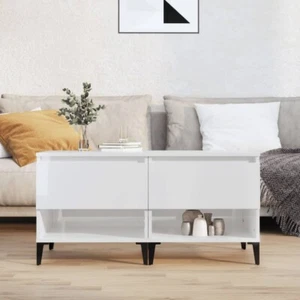 NNEVL Side Tables 2 pcs High Gloss White 50x46x50 cm Engineered Wood - Picture 1 of 11