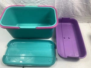 Eagle Craftstor Craft Sewing Tote Storage System Organizer Teal Pink Purple  - Picture 1 of 8