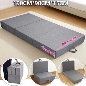 15cm Thick 90cm Wide Foldable Mattress Portable Folding Foam Sofa Camping Bed - Picture 1 of 9