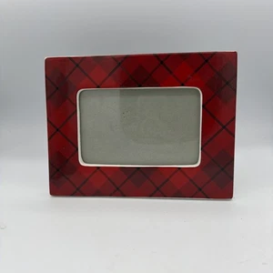 Bath & Body Works Weihnachten Karo Bilderrahmen 4x6 Rot Keramik Argyle - Bild 1 von 10