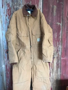 Carhartt Herren Duck Canvas Overall Gr.46 Regular Braun R68QZR Stepp Gefüttert USA - Bild 1 von 8