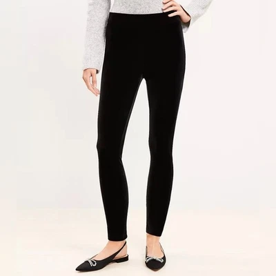 ANN TAYLOR LOFT Terciopelo Negro Pantalón Legging Hada Gótico Capricho Fiesta de Vacaciones XL Foto 1 de 4