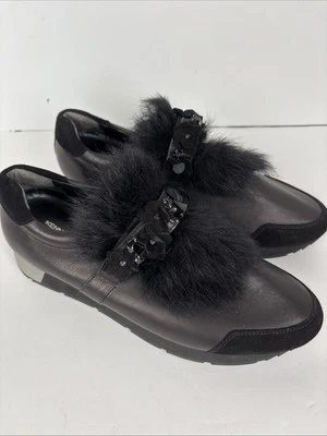 Tênis Feminino Kennel & Schmenger Slip On Peludo Floral Preto Tamanho 8.5 EUA NOVO - Imagem 1 de 4