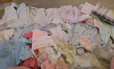 25-1069 Large Lot Vintage Infant to 12 Month Baby Girl Clothes Diaper Liners Top - Image 1 of 4