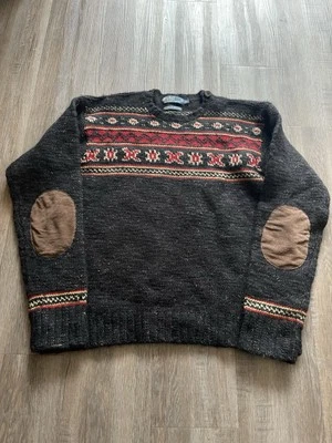 Polo Ralph Lauren Vintage Wool Linen Silk Fair Isle Elbow Patch Sweater Sz XL - Image 1 of 3