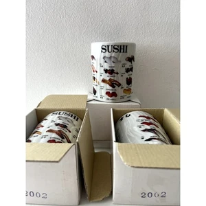 Japan Sushi 3 Tazze Ceramica Senza Manico Con Foto Descrizioni Inglese Nuove - Foto 1 di 3