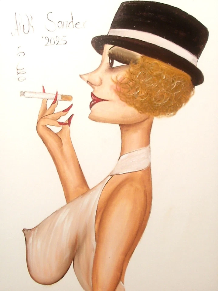 Manufaktur Alek Sander Öl naive Madame Dior Goldene 20er Jahre Babylon Berlin - Bild 1 von 1